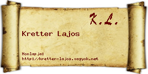 Kretter Lajos névjegykártya